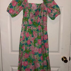 Vintage 1970 Lilly Pulitzer Floral Puff Sleeve Dress size 12